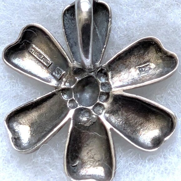 Vintage Designer Solid Sterling Silver 925 Flower Shape Pendant - Picture 6 of 6